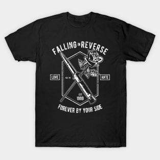 Falling In Reverse Love And Hate Forever By Your Side Knife And Rose T-Shirt